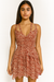 Forever 21 Women's Beige & Dusty Rose Floral Ruffle Open Back Sleeveless Mini Dress | Forever 21 In Lebanon