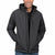 A man wearing a black hooded zip-up jacket over a black shirt and blue jeans, shown from the chest up against a plain white background.