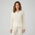 Roudelain Women's Cream Ribbed Knit Henley Pajama Top