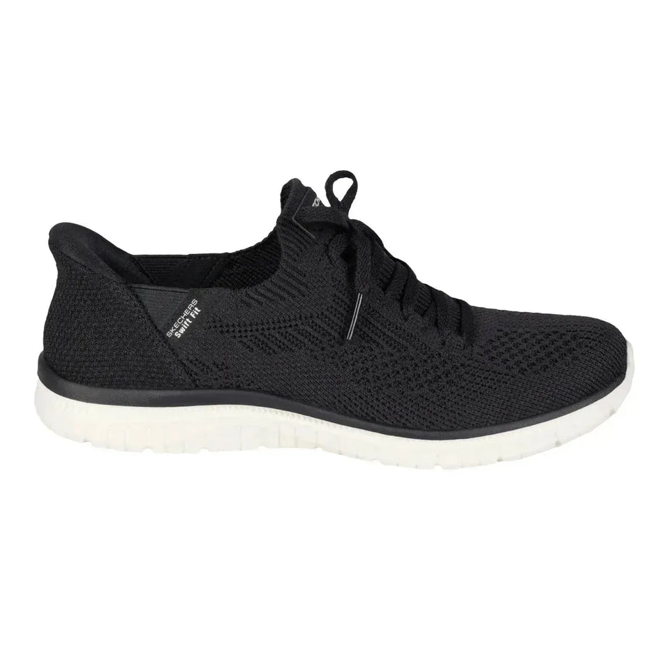 Black athletic shoe on a white background
