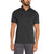 Man wearing a dark gray polo shirt and pants on a white background