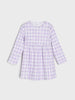 Purple checkered dress on a white background