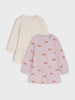 Two children's clothing items on a light gray background