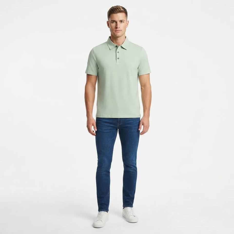 Calvin Klein Men's Light Green Short-Sleeve Polo T-Shirt