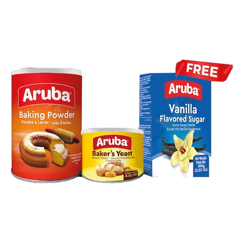 Aruba Baking Powder 100GR+Yeast 28.35GR + Free Vanilla Sugar 100GR