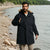 Sinsay Men's Black Faux Fur Trim Front Zip Closure Hooded Winter Jacket