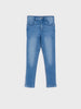 Pair of blue jeans on a white background