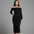 Sinsay Women's Black Off Shoulder Ribbed Dress