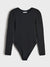 Sinsay Girl's Black Long Sleeve Slim Fit Bodysuit