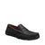A single black pebbled leather penny loafer shown from a three-quarters angle on a plain white background.