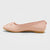 A light pink ballet flat shoe with a small bow detail on the toe, shown in a side profile view against a light gray background.