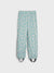 Light blue pants with white polka dots on a white background