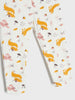 Leggings with fox and mushroom pattern on a white background