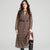 Sinsay Women's Brown Long Sleeve Ruffled All Over Leopard Printed Dress