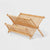 A light natural wood folding dish rack with two tiers, shown on a clean white background.