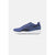 A single Reebok running shoe in blue and black with a white sole, shown from the side profile against a light gray background.