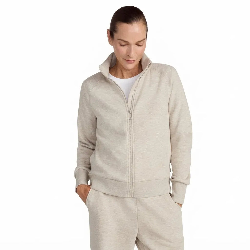 Mondetta Women's Cream Organic Cotton Full Zip Jacket