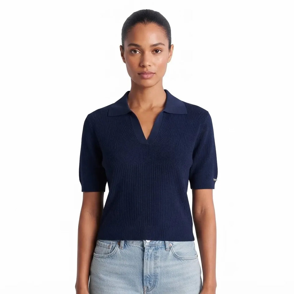 Karl Lagerfeld Women's Navy V-Neck Short-Sleeve T-Shirt