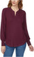 Buffalo David Bitton Women's Plum Long Sleeve Cozy V-Neck Blouse