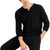 Hanes Men's Black Solid Henley Long Sleeve Blouse