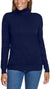 Andrew Marc Women's Heather Dark Blue Turtleneck Long Sleeve Blouse