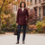 Michael Kors Women's Maroon Wool-Blend Notch Collar Coat