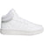 A white Adidas mid-top sneaker shown from the side profile against a plain white background.