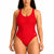Puma Women's Red UPF 50+ Chlorine Resistant Racerback One-Piece Swimsuit