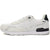 A white and light gray athletic sneaker with black accents on the heel and tongue, shown from a side profile view against a white background.
