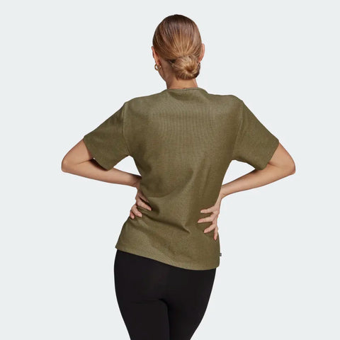 Adidas Women's Khaki  Short Sleeve Ribbed tee  T-Shirt  UCHD6 FE673(yz80) shr
