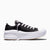 Black sneaker with white laces on a white background