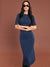 Sinsay Women's Navy Ruched Fitted Short Sleeve Midi Dress|Sinsay In Lebanon