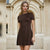 Sinsay Women's Dark Brown Short Sleeve Round Neck Mini Dress