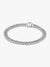 Silver bracelet with clear stones on a white background