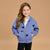 Sinsay Girl's Blue Black Heart Zip Up Hooded Jacket
