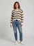 Hooked Up Women's Beige & Brown Striped Cable-Knit Sweater