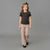 Sinsay Girl's Beige with White Side Piping Elastic Waist band Wide Leg Sweatpants