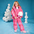 Sinsay Girl's Pink with White Heart Designed and Adjustable Black Shoulder Straps Half Zipped Snowsuit