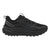 Black running shoe with Adidas logo on a white background