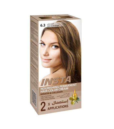 Insta Hair Coloring Cream Keratin & Collagen 6.3 Dark Golden Blonde 110ml