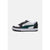 A Puma low-top sneaker in white, black, and dark green, shown from a side profile view against a light gray background.
