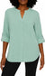 Mario Serrani Italy Women's Aqua Button Front Roll Sleeve Shirt