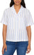 Buffalo David Bitton Women's White & Blue Linen Blend Short Sleeve Utility Button Front Shirt