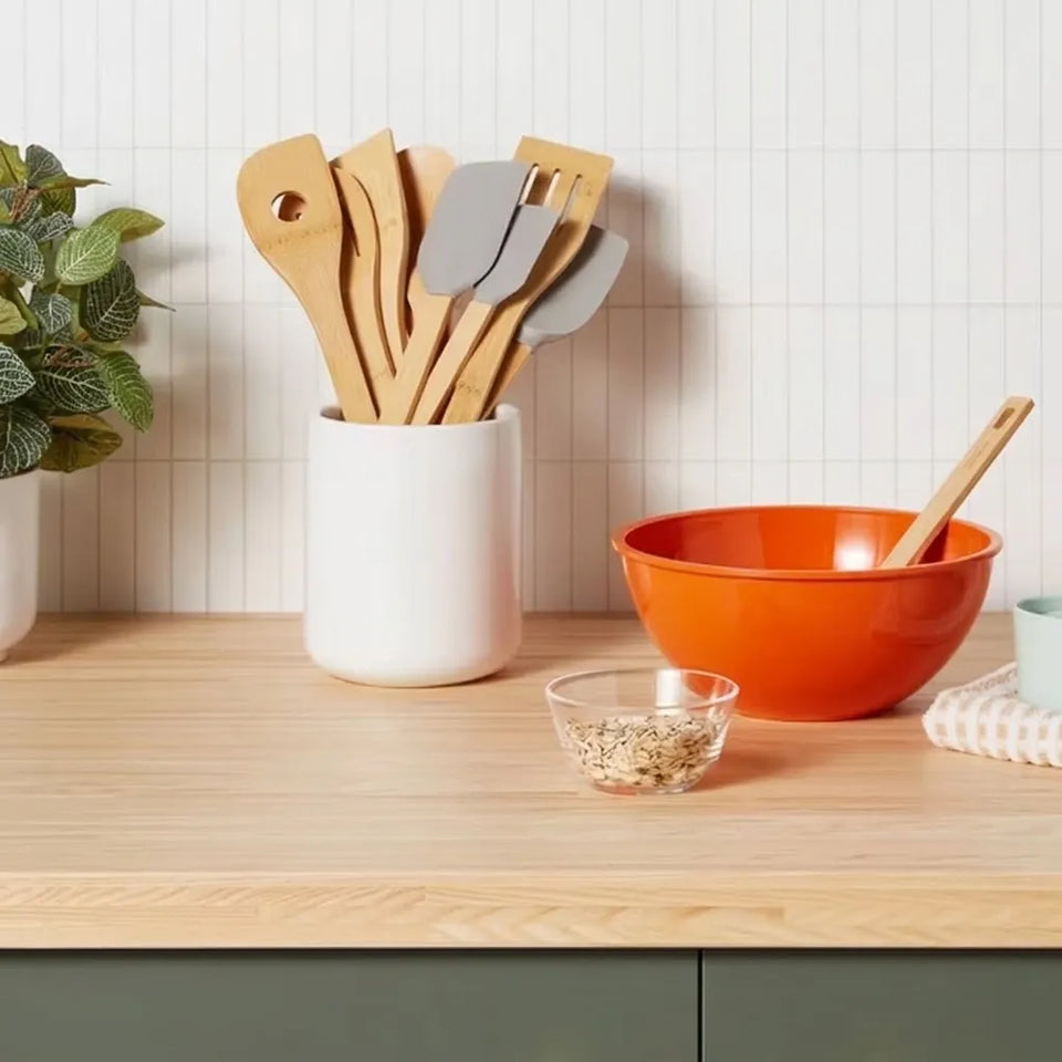 Room Essentials 10pc Silicone Natural Wood Bamboo Utensil Set