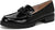 Black patent leather loafer shoe on a white background