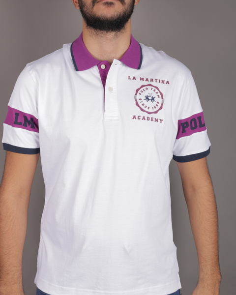 La Martina Men's White Polo T-Shirt LMR99 FA301 (FL232) shr