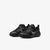 Black sneakers with a white logo on a white background