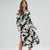 Sinsay Women's Black & Cream Long Sleeve Floral Printed Shirt Dress