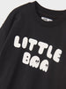 Black sweatshirt with 'LITTLE BAA' text and ghost graphics on a white background