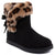 Juicy Couture Women's Black Leopard Fur Slip On Winter Snow Boots